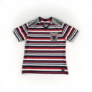 Red Ape Classic Striped Pocket T-Shirt XXL Red Navy White Cotton Blend Casual